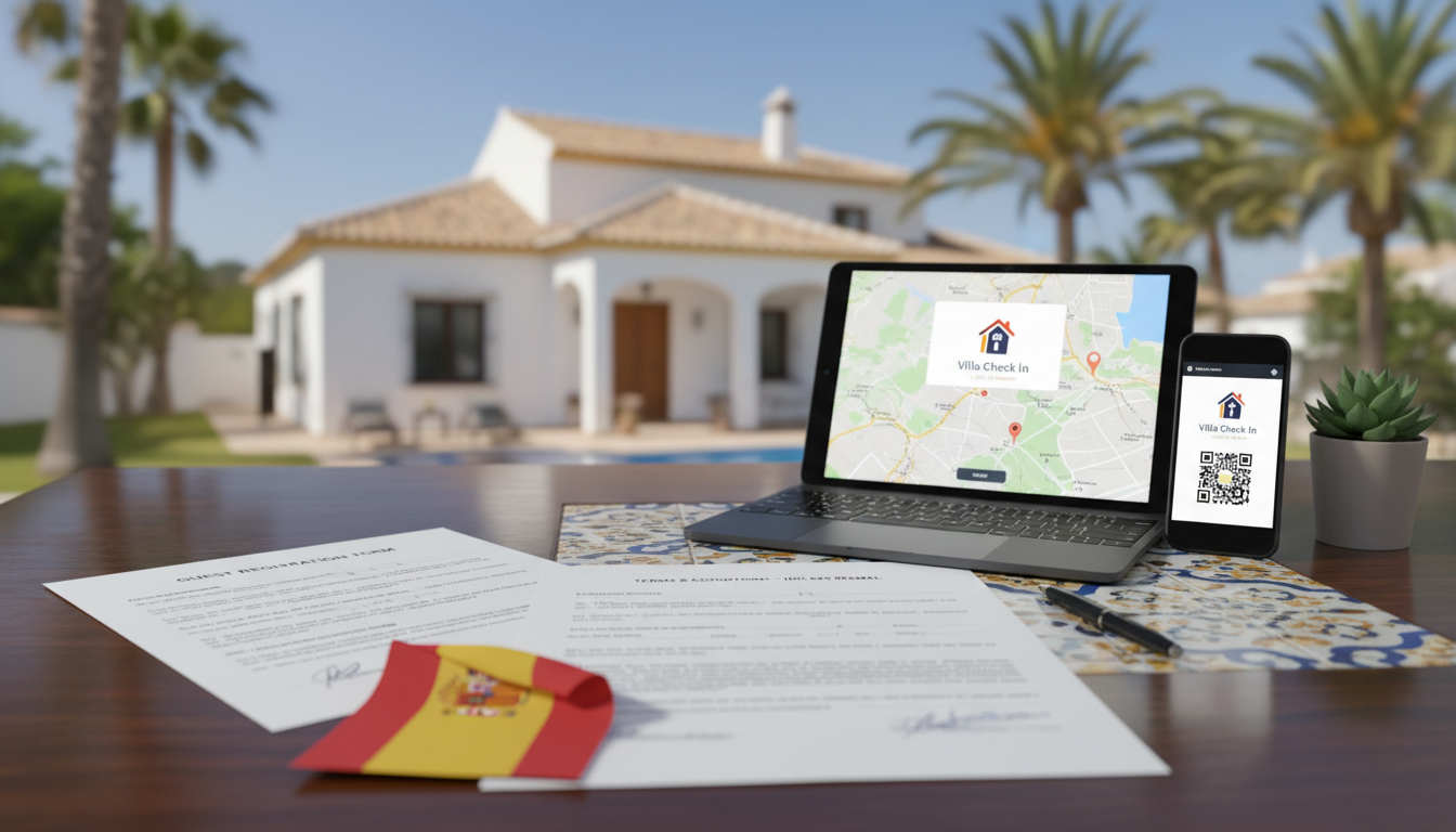 Spanish holiday villa with guest registration documents